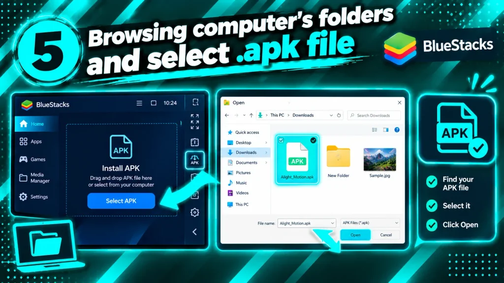 Browsing Folders to Select an APK